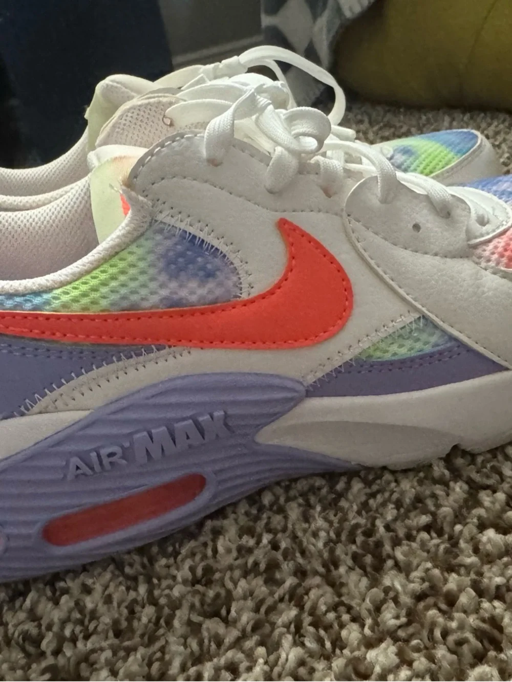 Nike Air Max Sneakers with Coral Swoosh and Rainbow Mesh - Picture 2 of 8